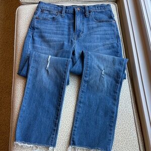 NWOT Madewell The High-Rise Slim Crop Boy Jean size 24 with frayed hem